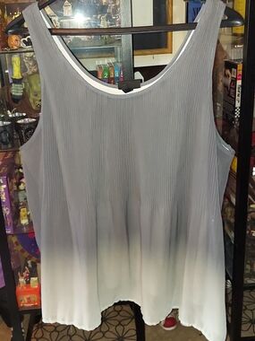 Lane Bryant Gray-to-White Pleated Ombre Tank
